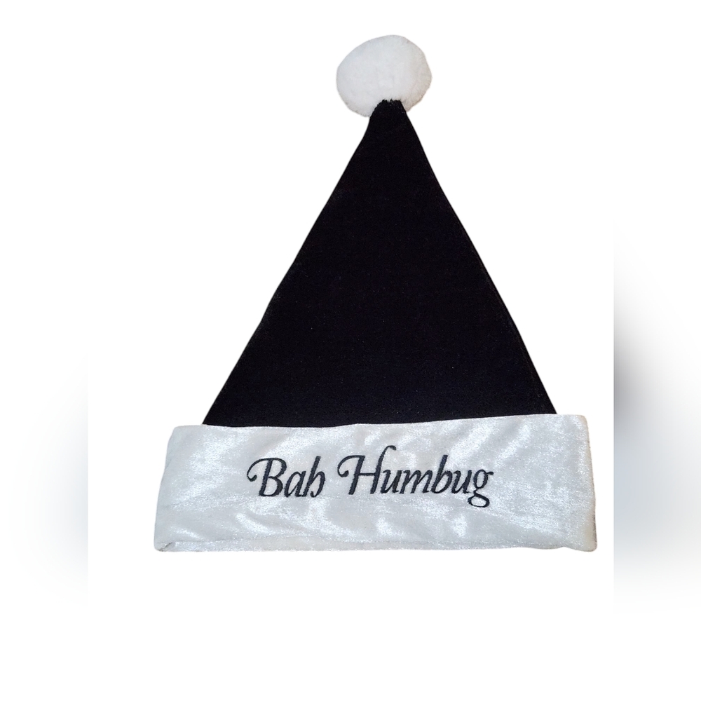 BAH HUMBUG Black and White Santa Hat